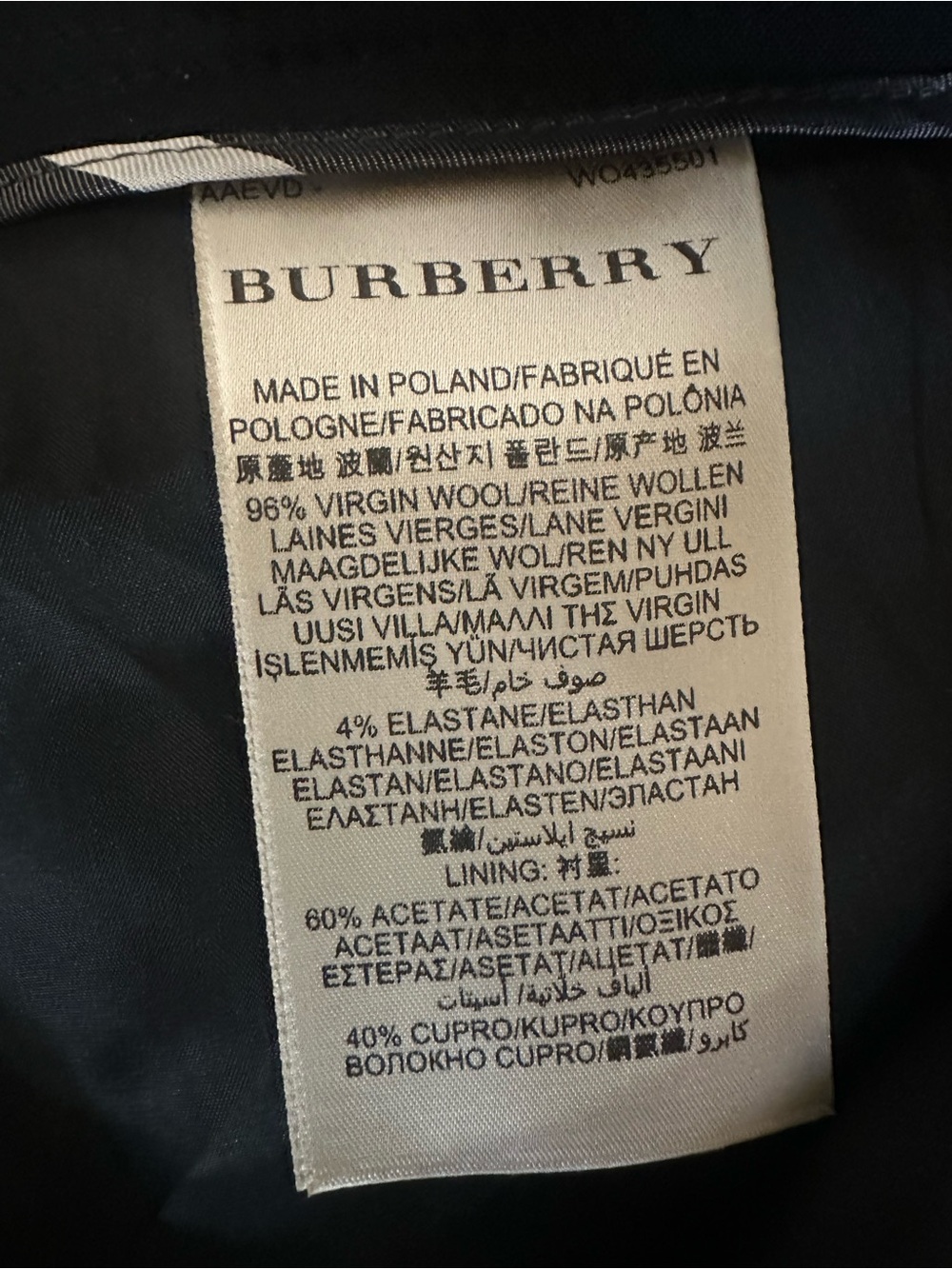 Burberry Black Wool Trousers 4 Lined Flat Front Dress Pant Straight Leg NWT $325 - Picture 8 of 12